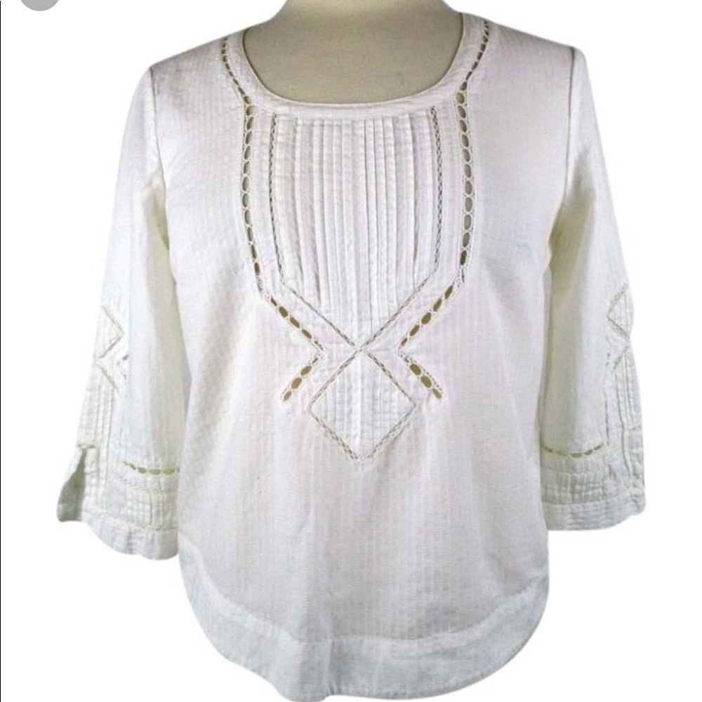 Ivory Cotton Lace Peasant Blouse